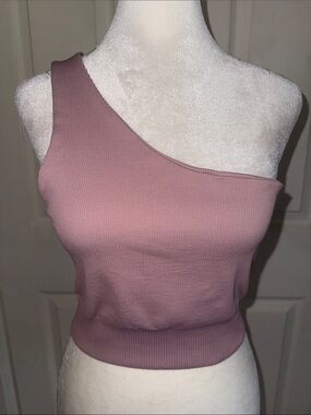 Lune Active The Rib One Shoulder Active Top In Wood Rose